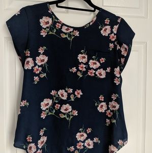 Lily White Sheer Floral Blouse, Blue